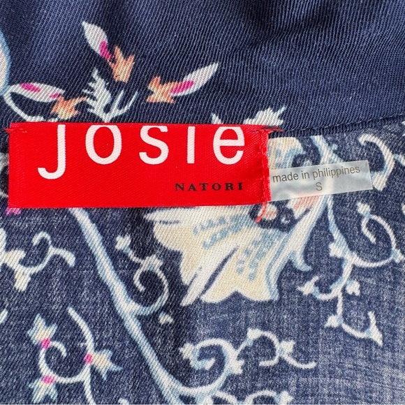 JOSIE NATORI Floral Bomber Jacket Size S Navy Pink Paisley Boho Lightweight - Picture 3 of 11